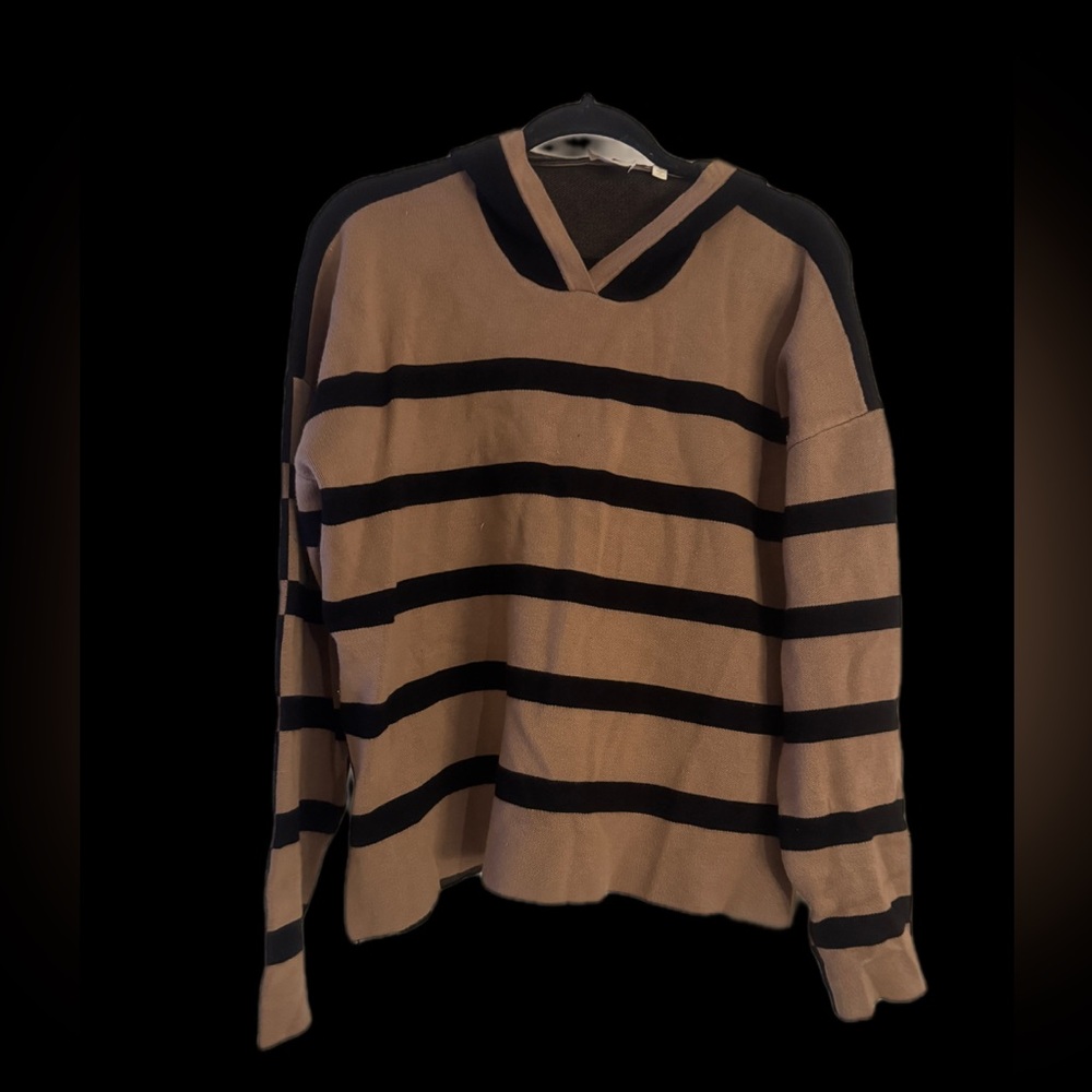 Striped Tan and Black Womens Sweater